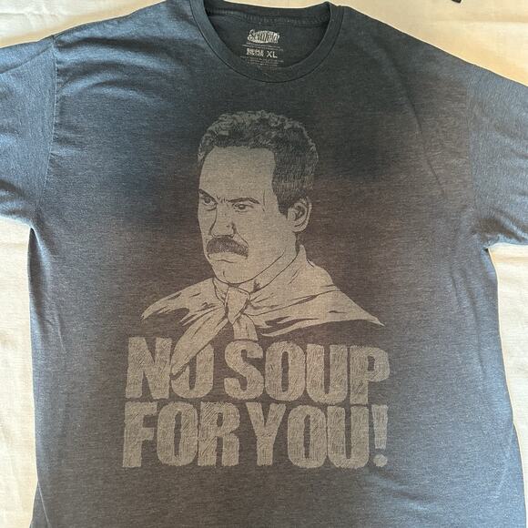 Seinfeld Soup Nazi Graphic T Shirt Men's XL Short Sleeve Vtg Distressed Charcoal - Picture 2 of 7